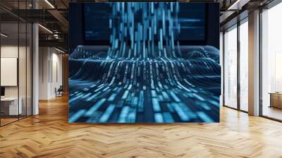  digital binary data leaking from computer Wall mural