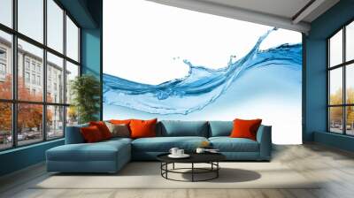 blue water wave isolated on white background Wall mural