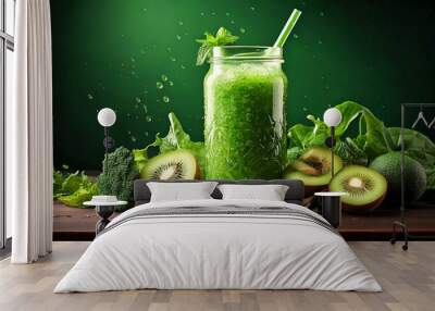 Green organic healthy smoothie, kiwi  Wall mural