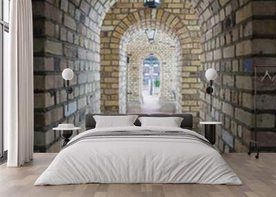 beautiful old brick arch tunnel Wall mural