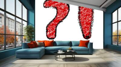 vector set 2 question and answer from black red crayon Wall mural