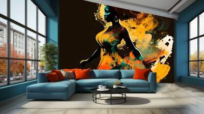 african women illustration abstract dance, Generative AI Wall mural