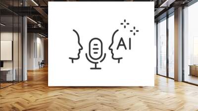 Artificial intelligence line icons. Technology, ai, digital, brain, head Wall mural