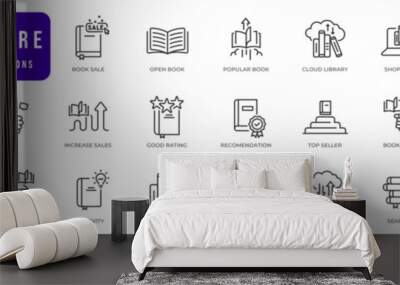 Book shop store line icons set Wall mural