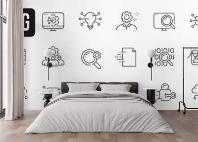 Cloud computing line icons set 2. Cloud, computer, internet, network, web etc. Editable stroke Wall mural