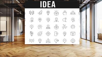 Creative idea line icon big set. Brainstorming, lightbulb, solution, innovation etc. Editable stroke Wall mural