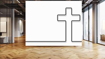 Cristian cross icon over white background, line style icon, illustration Wall mural