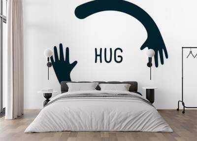 Hands hugs in circle shape vector illustration Wall mural