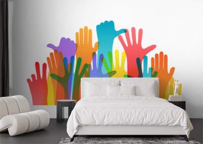 hands of different colors. cultural and ethnic diversity, vector illustration Wall mural