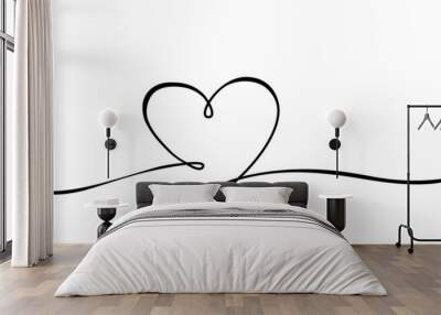 Lined heart shape on white illustration Wall mural