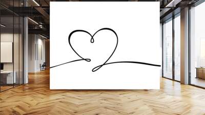 Lined heart shape on white illustration Wall mural