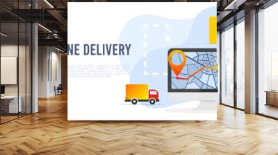 Online delivery service concept, order tracking, Suitable for web landing page, ui, mobile app, banner template. Vector Illustration Wall mural