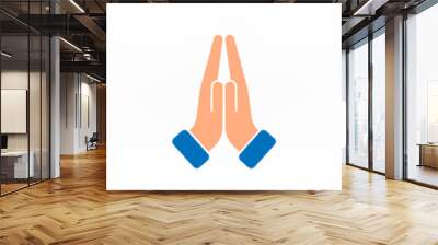 Praying hands icon on white illustration Wall mural