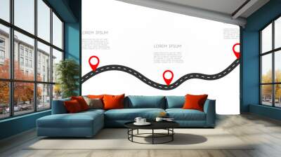 Road with gps pins three steps Wall mural