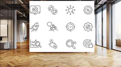 Set of digital marketing line icons. Management, seo, target, ad, analytics etc. Set 2 Wall mural