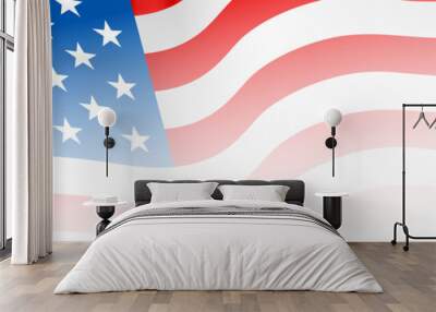 USA flag close up. Wide American flag over transparent background png illustration Wall mural