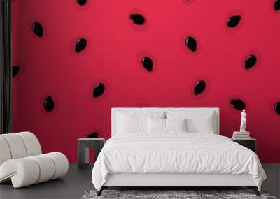 Vector watermelon background with black seeds. Wall mural