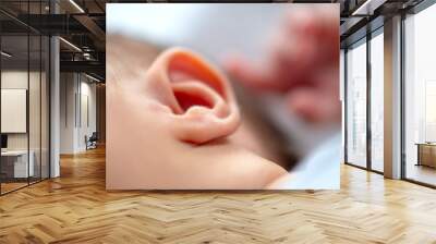 Closeup of a newborn ear Wall mural