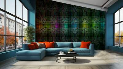 Abstract multicolor lights disco tile vector background. Wall mural