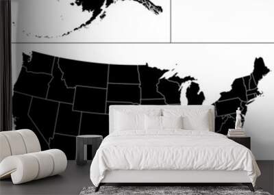 Detailed vector shape of the Unites States of America Wall mural