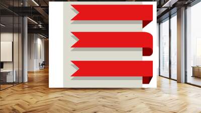 Flat design red banners vector template isolated on white backgr Wall mural