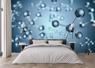 Glass Molecule Blue Science Background Wall mural