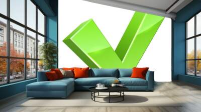 Green tick icon on white vector illustration. Wall mural