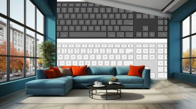 Modern computer keyboard in white and black color. Wall mural