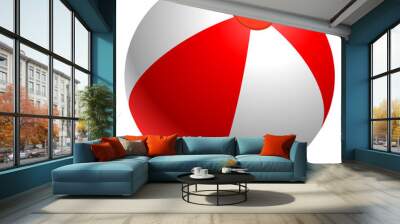 Red and white beach ball isolated on white. Wall mural