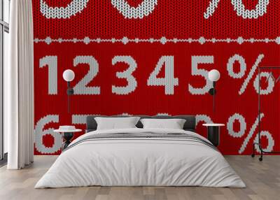 Red and white knitted sale vector template. Wall mural