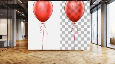 Single realistic red balloon with the string. Wall mural