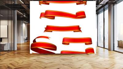 Vector set of gorgeous red banners isolated on white. Wall mural