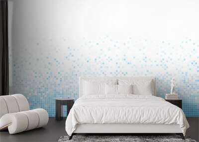 winter blue mosaic background with white copy space. Wall mural