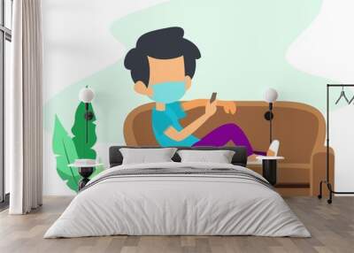 Stay at home for prevention virus vector illustration Wall mural