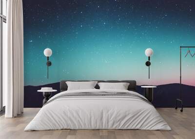 Mountain Silhouette Under a Starry Sky Wall mural