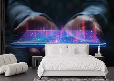 Smartphone with futuristic holographic display Wall mural