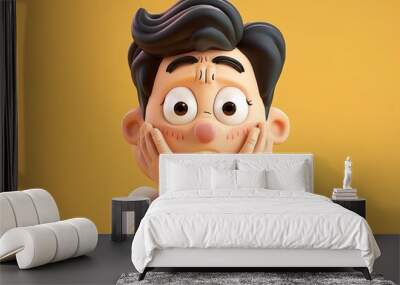 Surprised Cartoon Boy 3D Illustration Wall mural