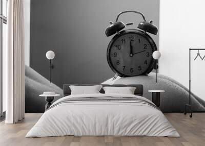 Alarm clock. Female body and watch. Retro style. Wall mural