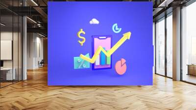 3d Business and Chart Concept Stock Illustration Wall mural