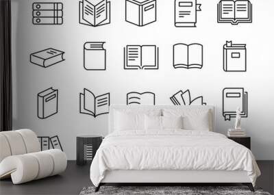 Books Icons - Vector Line. Editable Stroke.  Wall mural