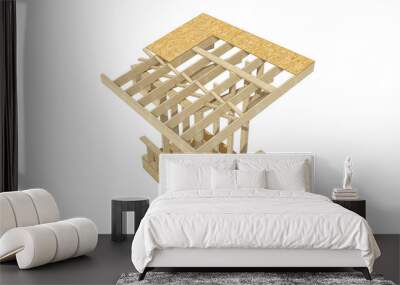 Three-dimensional image of a wooden frame house roof soffit. Cartoon conceptual image Wall mural