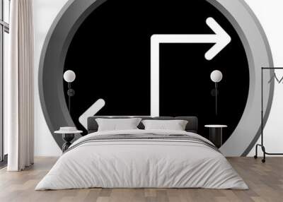 black with metal edging web buttons with two white arrows in different directions Wall mural