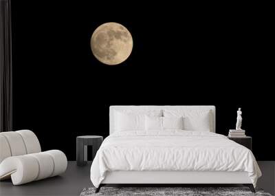 A close-up of the full moon in the dark night sky creates a peaceful and peaceful atmosphere. Graphic elements suitable for night scene compositions. Wall mural