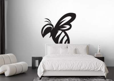 bee logo template vector mascot illustration Wall mural