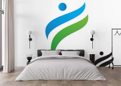 F letter people fitness sport logo Wall mural