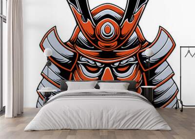 Japanese samurai helmet design vector Wall mural