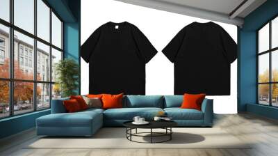 Oversize black t-shirt front and back isolated background Wall mural