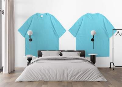 Oversize turquoise t-shirt front and back isolated background Wall mural