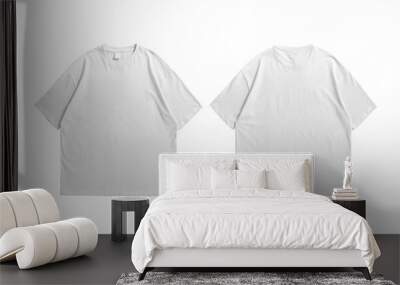 Oversize white t-shirt front and back isolated background Wall mural