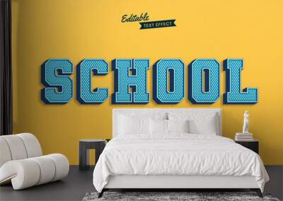 School retro vintage text style effect editable Wall mural